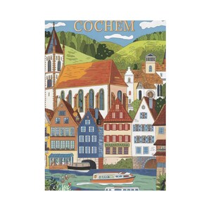 Cochem Postcard, German Town Souvenir, Travel Art Prints, Europe Gift Cards, Vintage Landscape Photography