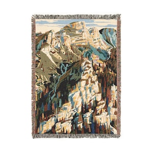 Mountain and Forest Woven Blanket, Throw Tapestry Home Decor Artwork, Scenic Cozy Bedding, Nature Lover Gift, Cabin Decor Accent, Landscape