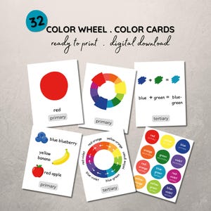 Color Wheel Cards (32) | Digital Download Only | Printable | Color Theory Flashcards for Learning