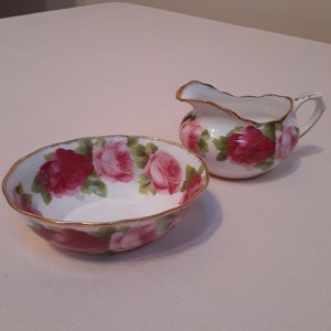 Royal Albert Old English Rose Sugar Bowl & Creamer