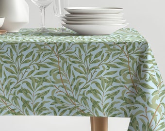 William Morris Tablecloth: Cotton Willow Bough Vintage Botanical Print, Hosting Decor, Housewarming