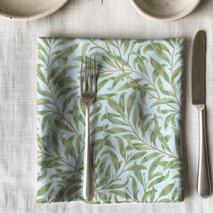 William Morris Fabric Napkins: Cotton Willow Bough Vintage Botanical Print, Hosting Decor, Housewarming