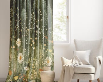 Wildflower Meadow Blackout Curtains | Botanical Forest Floral Window Panel