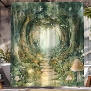 Firefly, Fairy Garden, Shower Curtain, Enchanted Forest, Fabric Shower Curtain, Fairycore, Goblincore, Whimsical Decor, Bathroom Gift