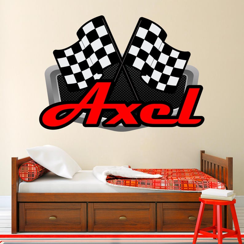 Race Car Wall Decal Sticker Art With Custom Name Vinyl Letters and ...