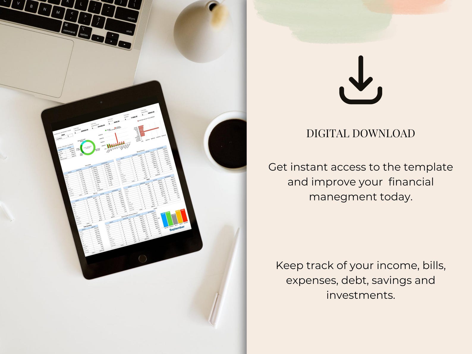 Apple Numbers Annual Budget Template Personal Finance Spreadsheet Etsy