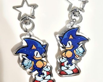 Sonic the Hedgehog Glitter Epoxy Acrylic Keychain [ Leroy64i ]