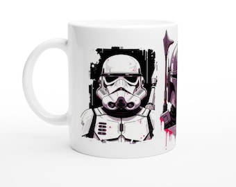 Star Wars Triptych Character Art Ceramic Mug | Mandalorian Collection | 11oz Ceramic Mug