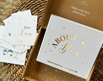 Libro de recuerdos personalizado para bebé con carpetas y tarjetas / Álbum de fotos para bebé, regalo para mamá primeriza, regalo para baby shower, libro para bebé primer año