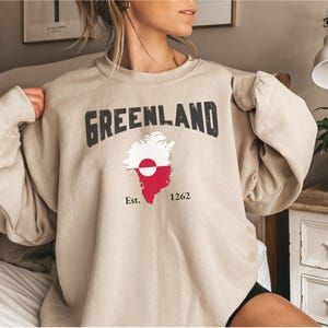 Greenland Sweatshirt, Arctic Ocean Shirt, Kingdom of Denmark Shirt, Unisex Travel Crewneck Tee, Greenland Hoodie, Anti Trump Shirt