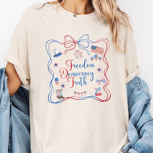 Custom Subtle FDT Shirt, Independence Day Tee, Freedom Democracy Truth Shirt, Comfort Colors Anti Trump Shirt, Custom 4th of July FDT shirt