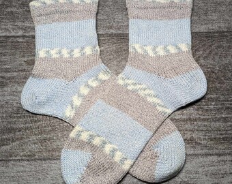 Vegan Cotton Socks Womens Medium 7-8-9 USA Washable, Knitted Socks, Knit Socks, Handmade INV4