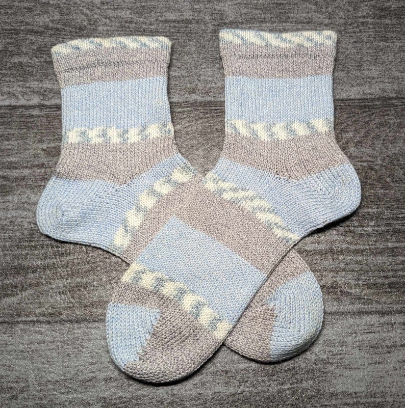 Vegan Cotton Socks Womens Medium 7-8-9 USA Washable, Knitted Socks, Knit Socks, Handmade INV4 image 1