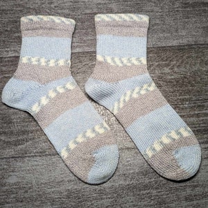 Vegan Cotton Socks Womens Medium 7-8-9 USA Washable, Knitted Socks, Knit Socks, Handmade INV4 image 2