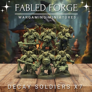 Decay Soldiers x7 | Wargaming Model | Resin 3D Printed | Base Included (Sized Appropriately)