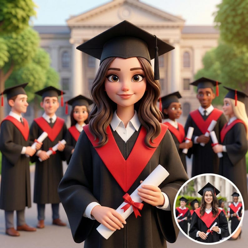Custom Graduation Pixar Style Portrait From Photo, Personalized 3D ...