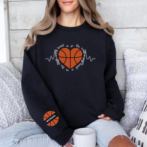 Basketball Mom Crewneck Sweatshirt: Heart on the Court, Custom