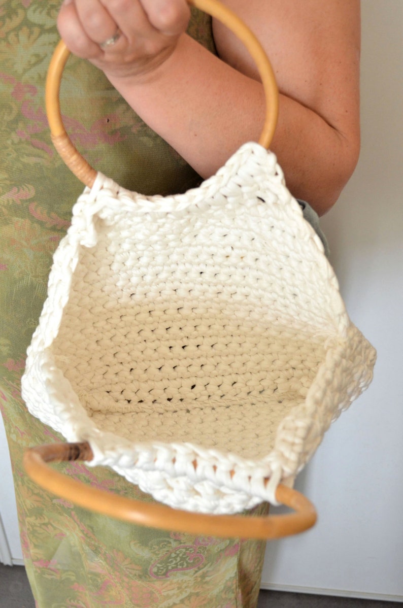 Crochet Handbag With Bamboo Handles Etsy New Zealand