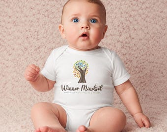 Winner Mindset Baby Onesie, Inspirational Infant Bodysuit, Positive Growth Baby Clothes, Motivational Baby Shower Gift, Cotton Romper