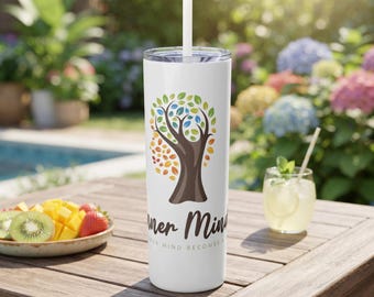 Winner Mindset Skinny Tumbler, 20oz Stainless Steel Tumbler with Straw, Motivational Insulated Cup, Positive Mindset Gift