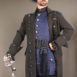 Men&#39;s Deluxe Pirate Jacket with Pockets Costume, Men&#39;s Pirate Long Coat