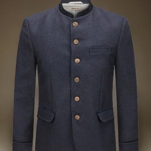 Men&#39;s Helmut traditional jacket for men by Schorsch Hackl in dark blue, Oktoberfest modern events dress coat