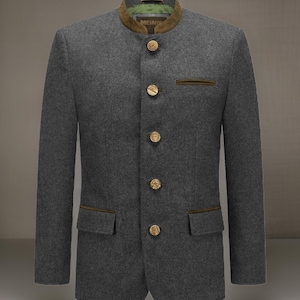 Men&#39;s Munich Schwabing traditional jacket for men from Schorsch Hackl Coat, Oktoberfest modern events dress coat