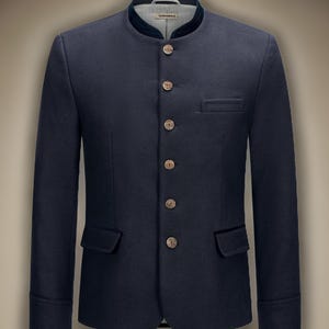 Men&#39;s Helmut traditional jacket for men by Schorsch Hackl in dark blue, Oktoberfest modern events dress coat