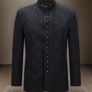 Men&#39;s Trachten jacket for men from Mothwurf in black and midnight blue, Oktoberfest modern events dress coat