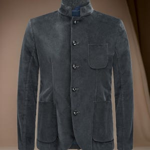 Men&#39;s Travel Blazer jacket in virgin wool for men in grey, Oktoberfest modern events dress coat