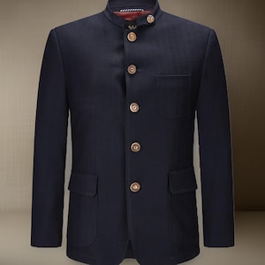 Men&#39;s Seeon traditional jacket for men by Schorsch Hackl in dark blue, Oktoberfest modern events dress coat