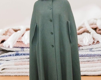 Germany製 Vintage LODEN Coat ローデン　Poncho Austrian Loden Wool Cape, 80s Women Trachten Coat