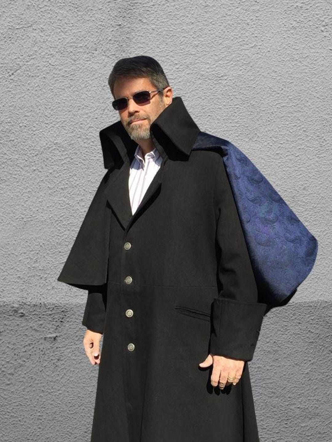 Men's Wool Blend Cape Coat: Detachable Cape, Classic Black - Etsy