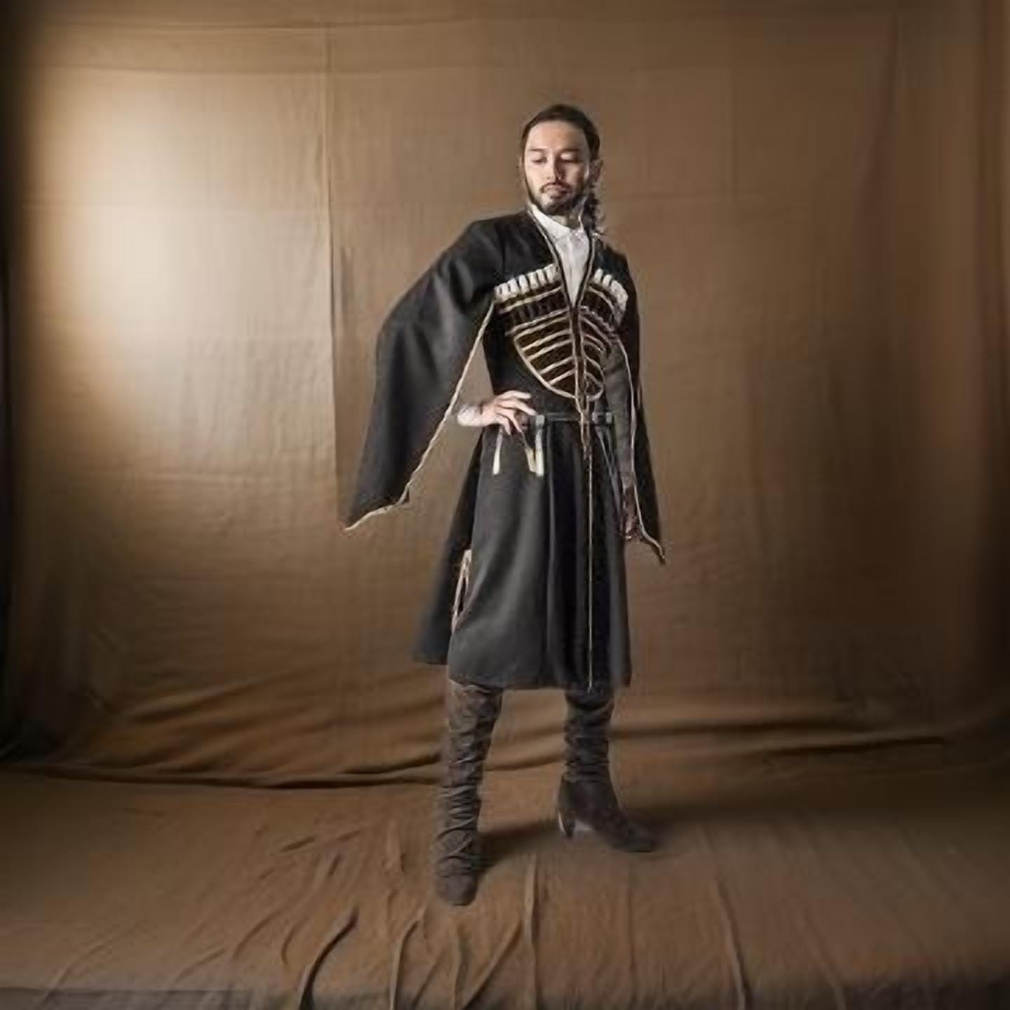 Men's Black Wool Chokha: Traditional Georgian Cossack Coat - Etsy