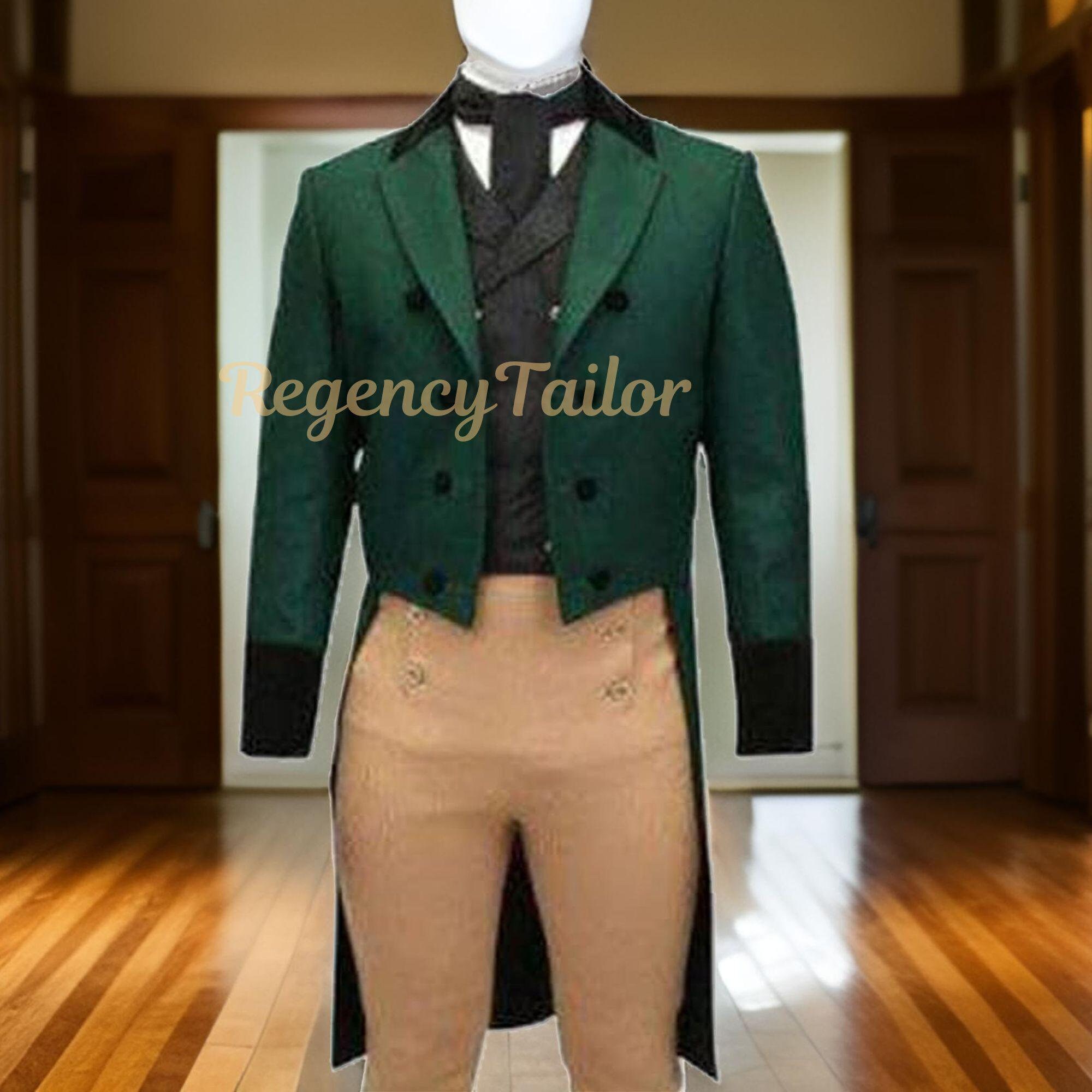 Men’s Victorian Regency Tailcoat & Vest Costume - 18th Century Fancy Outfit, Custom Made Regency Coat