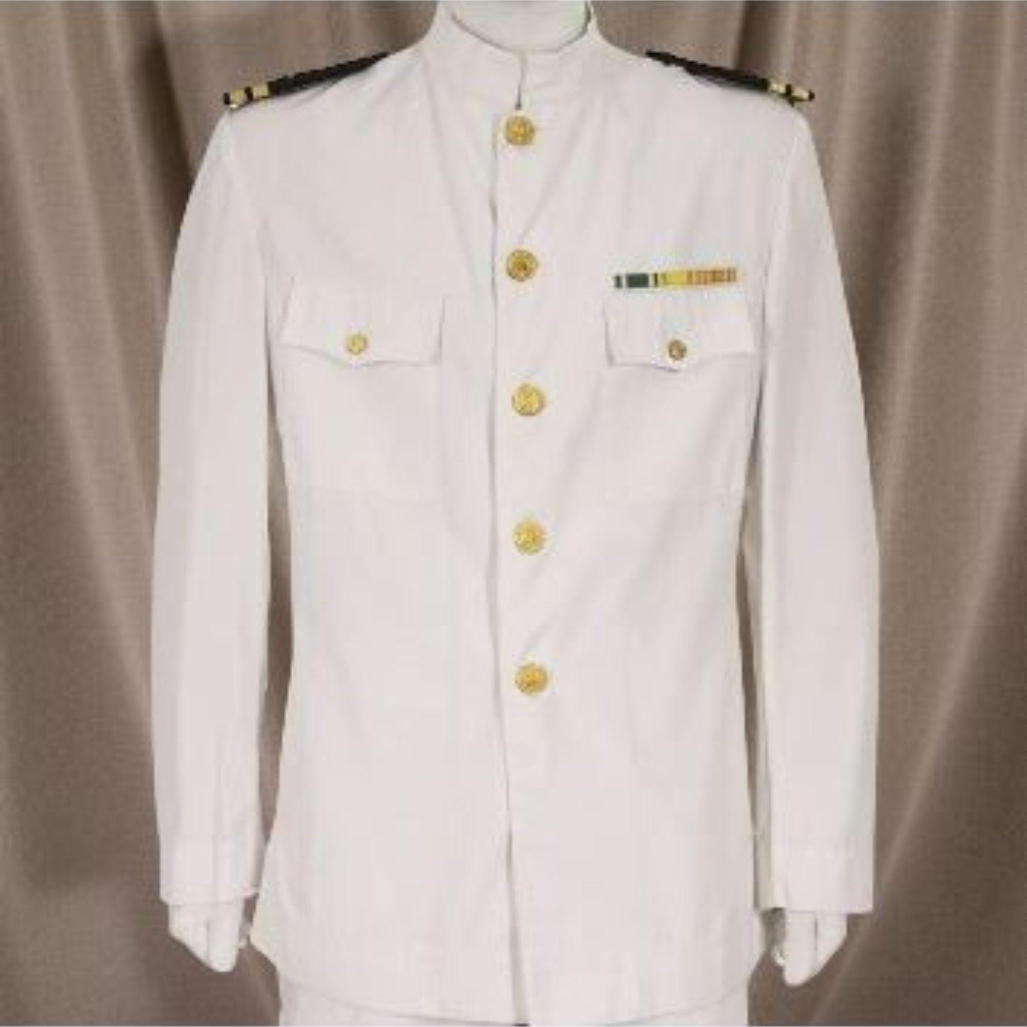 アメリカ海軍大尉ジャケットセット(軍服/制服/ミリタリー/礼装/コスプレ) アメリカ海軍士官用制服ジャケット：白綿ミリタリーコート（1941～47年