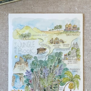 Jungle Book Watercolor Map Art Sticker