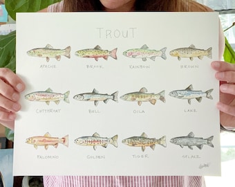 Trout Watercolor Instant Download