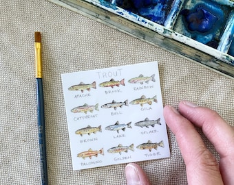 Trout Life Story Sticker Watercolor Fish Art