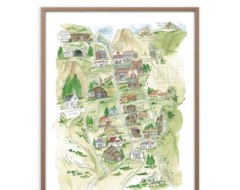 Creede Colorado Town Watercolor Map Art Print