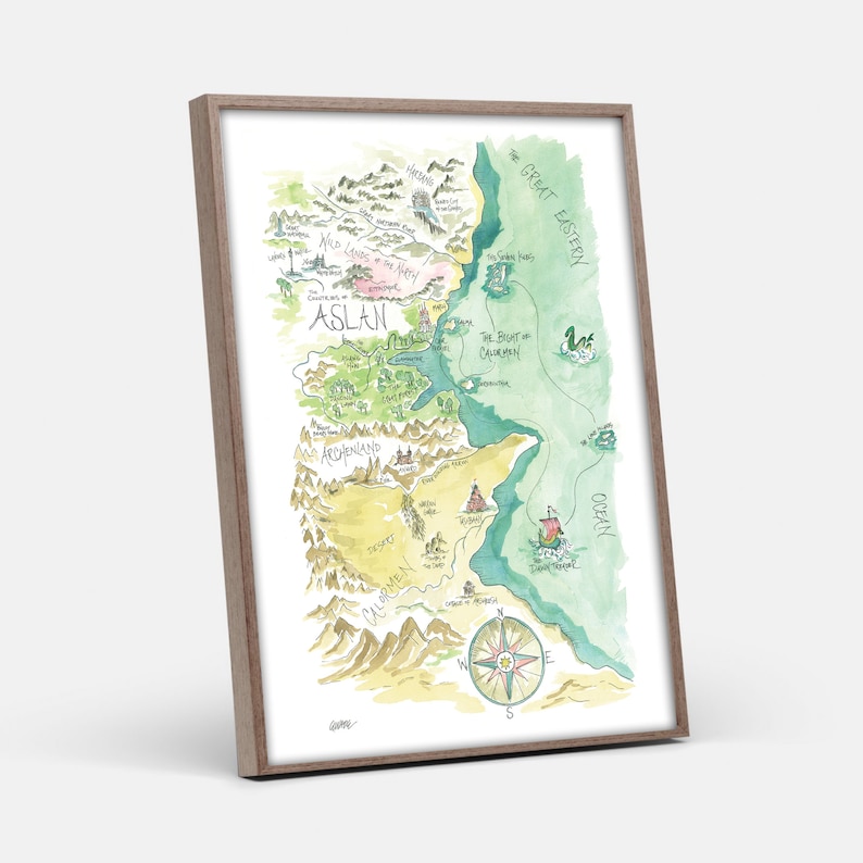 Aslan Chronicles Wardrobe Watercolor Art Map Print immagine 2