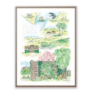 The Secret Garden Watercolor Map Art Print