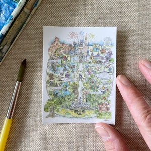 Florida Theme Park Watercolor Map Art Print 3x4 Sticker inches