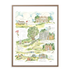 Jane Eyre Map Art Print Charlotte Bronte image 1