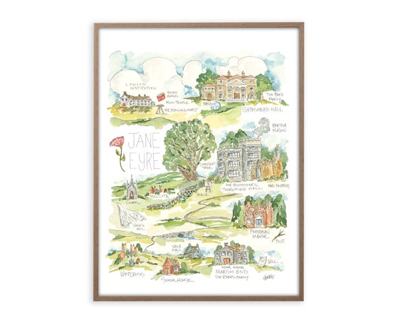 Jane Eyre Map Art Print Charlotte Bronte