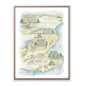 Pride & Prejudice Watercolor Map Art Print