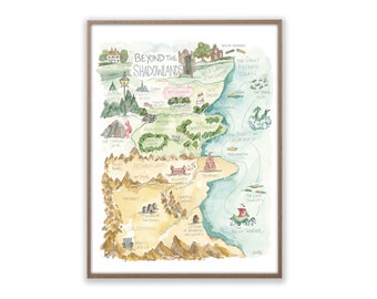 Beyond the Shadowlands Watercolor Map Art Print