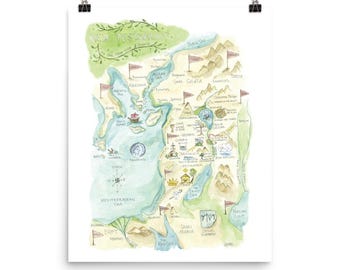 New Testament Bible Map Large Watercolor Art Print