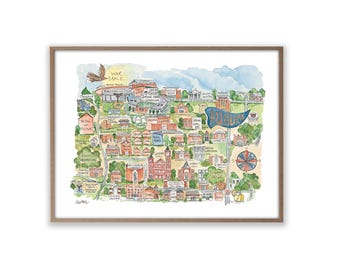 Auburn Football College Map Art