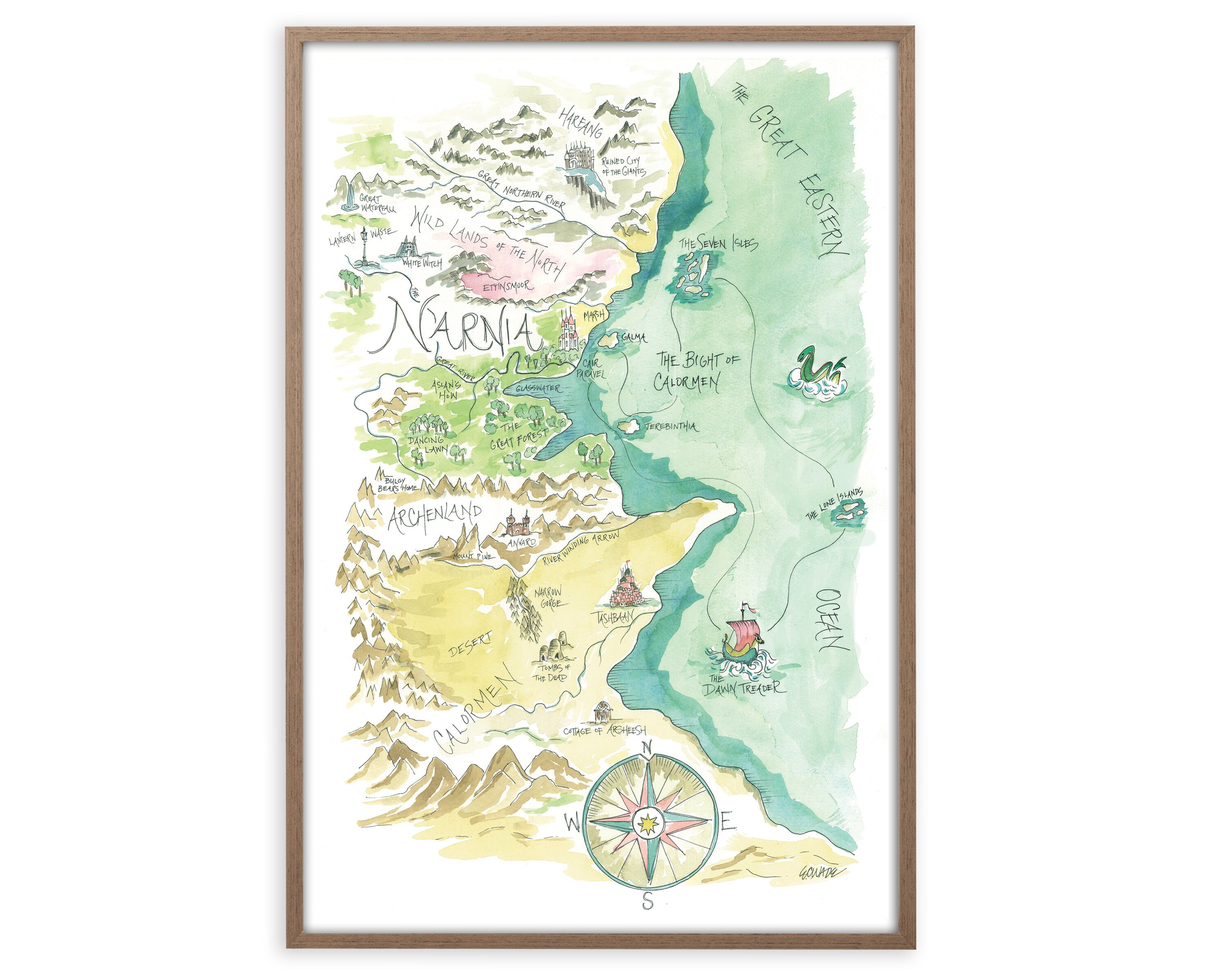 Chronicles Of Narnia Map Chronicles Of Narnia Watercolor Map Art Print | Etsy India